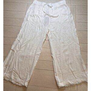 Thread & Supply Ladies Linen Blend Crop Pants W/ Raw Hem, Wide Leg. Sz L